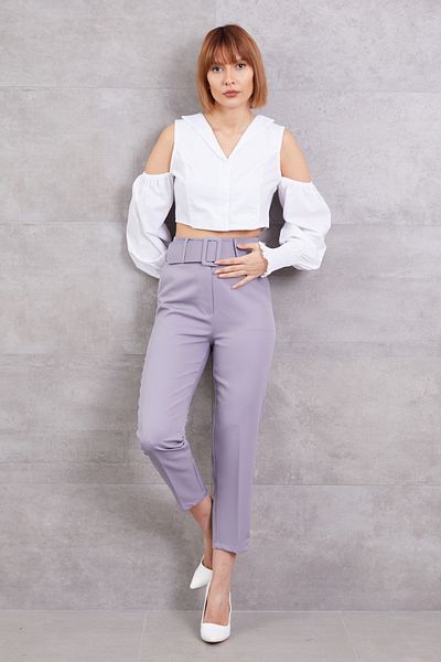 DPARİS Pantaloni cu centură cu talie înaltă