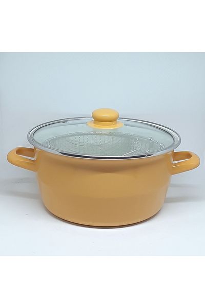 Avşar Enamel 24 cm 3.7 Liter Yellow Braising Pot Yogurt Pot