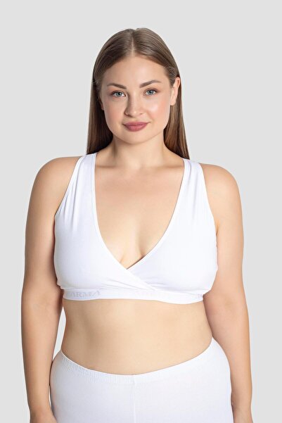Arma Yıldız Set of 2 White Half Tank Top for Sportsman - Pregnant Breastfeeding Bustier