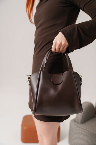Moda Değirmeni Кафява дамска кожена чанта за ръка и рамо MD1275-316-0003