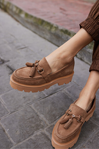 ANGELİNA JONES СИВИ ДАМСКИ МОКАСИНИ ОБУВКИ TOUTUN TABA ОТ ИСТИНСКИ ВЕЛУР С ВКУС ДЕТАЙЛ