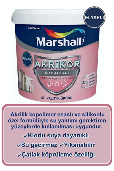 Marshall Akrikor Su Kalkanı Elyaflı Su Kesici Beyaz 20 Kg-kolay Uygulanan Su Yalıtım Malzemesi
