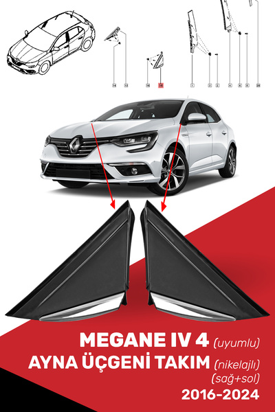 Genel Markalar Megane Iv 4 Uyumlu Ayna Üçgen Nikelajlı Takım (SAĞ SOL), 63874...