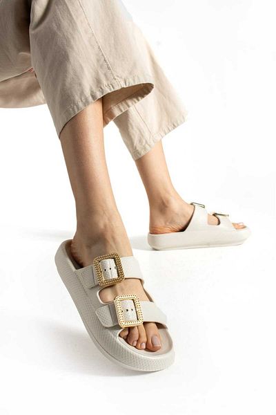 birrbazaar Women's Luxury Eva Non-Slip Adjustable Buckle Daily Lightweight Stylish Modern Young Mother Slippers