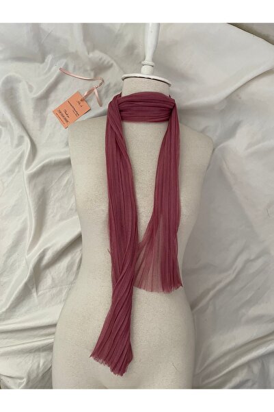 Nurcanilirboutique Gül kurusu zarif pliseli fular