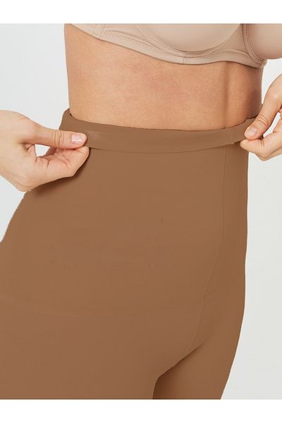 MİSTİRİK 5 Zone Laser Cut Recovery Women Shorts Corset Coffee Color