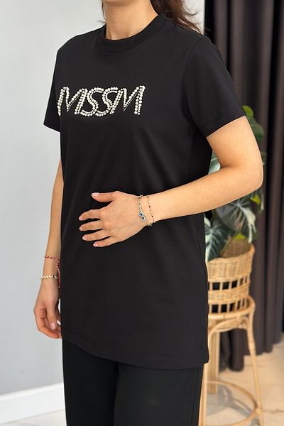 Missemramiss Black Stone Tshirt Tunic 4741