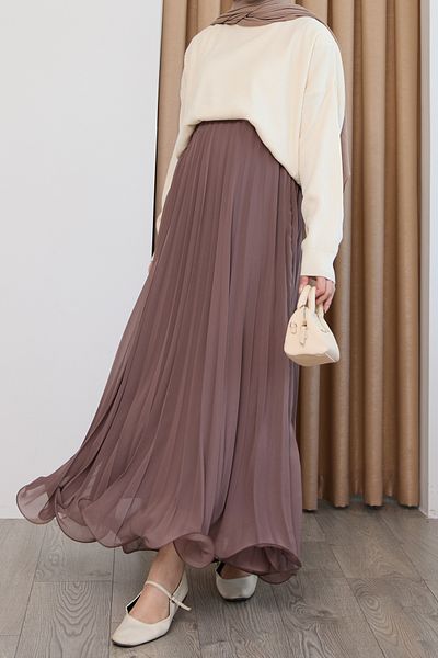 InStyle Fusta din șifon Dusty Rose, drapată și curbată