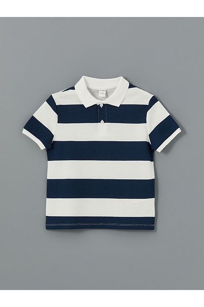 LC Waikiki Standard Mold 100% Cotton Combed Fabric Color Blocked Baby Boy Polo Neck T-Shirt