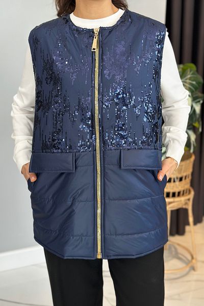 Missemramiss Navy Blue Shiny Vest 4790 Model
