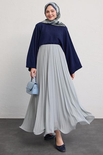 InStyle Φούστα σιφόν σε ντραπέ καμπύλες γκρι