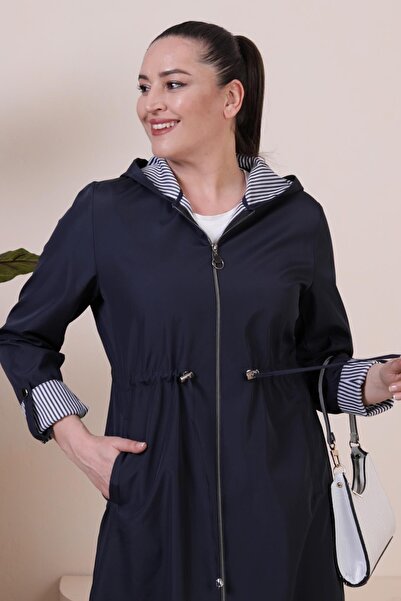 Ferace Γυναικεία μακριά Hijab Trenckot μεγάλου μεγέθους με φερμουάρ