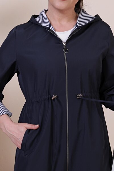 Ferace Γυναικεία μακριά Hijab Trenckot μεγάλου μεγέθους με φερμουάρ