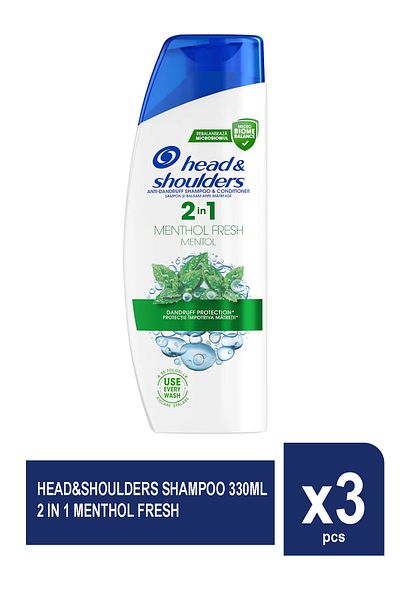 Head&Shoulders ȘAMPON 330ML 2 ÎN 1 MENTOL PROASPĂT X 3