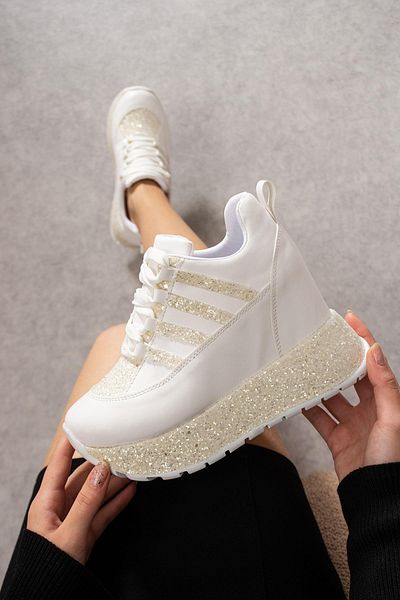 Modanizm Laxie Hidden Heeled White Sneakers