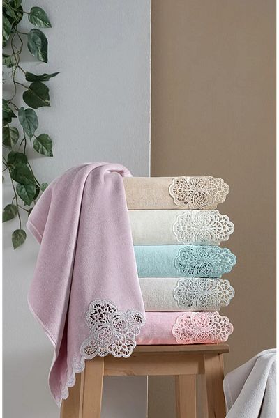 AYHANHOME 6 Li Velvet Luxury Mother of Pearl Embroidery Embroidered Dowry 50X90 Hand and Face Towel