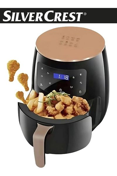 Silver Crest Healthy Air Fryer Without Oil Healthy Air Fryer For Fry, Grill, Bake And Roast, 6L, 2400W, Black