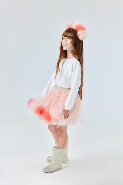 Le Mabelle Powder Pompom Detailed Girl's Skirt - Hilda