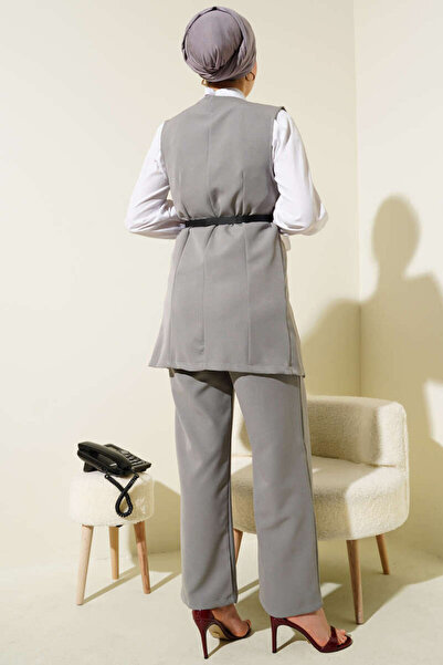 VOLT CLOTHİNG Női Cross Mini gombos mellény övvel, kétrészes öltöny