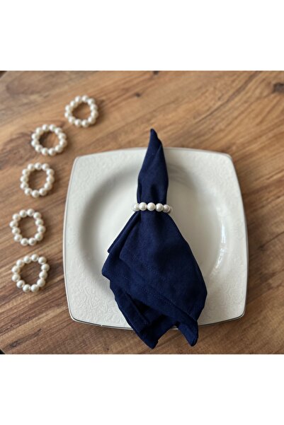 Cedi 6 Adet Krem İnci Yüzük Peçete Yüzüğü Sunum Yüzüğü Sofra Sunum Çeyiz Sunum