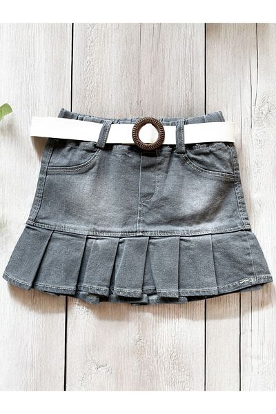 Bellarose Embroidered Blouse and Pleated Denim Skirt 4-Piece Girl's Suit
