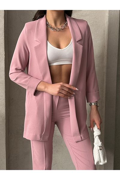 MD trend Women's Double Sleeve Jacket and Cigarette Pants Double Crepe Set
