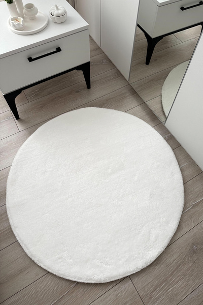 KEVLİNE Kevline Home Kaymaz Taban Dekoratif Modern Oval Yuvarlak Peluş Halı Y...