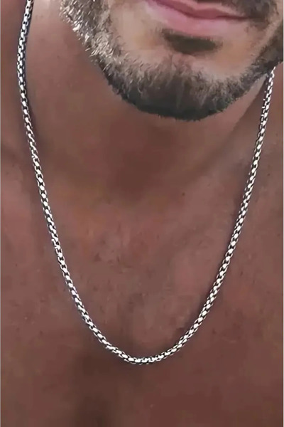 Takı Dükkanı İnce Spor Model Erkek Çelik Zincir Kolye 2 mm 55 cm eck07