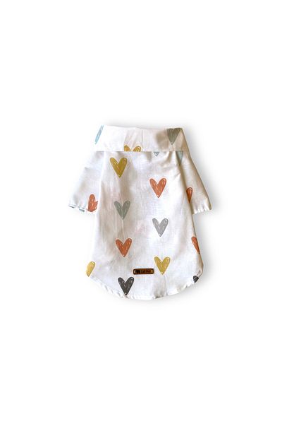 Luli Pet Pastel Heart Muslin Dog Shirt