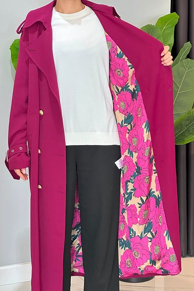 Missemramiss Rose Trench Coat 4721 Claret Red