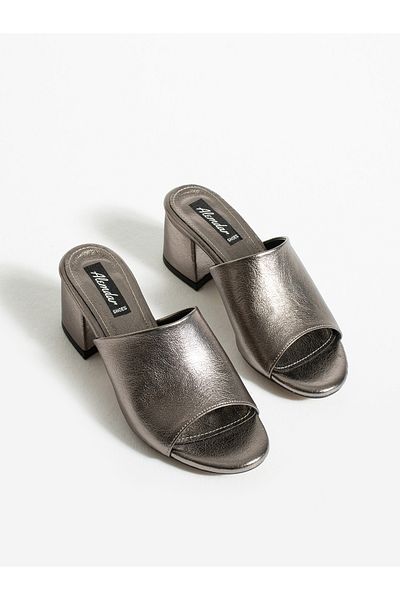ALEMDAR AYAKKABI Tide Platinum Thick Heeled Women's Slippers