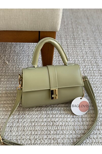 BAGLOVİS Mint Women's Shoulder Bag with Magnet Detail