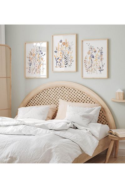 woodhomeworks Дървена рамка за абстрактна картина от 3 части за дома, хола, спалнята, балкона, декорацията Qmrc45