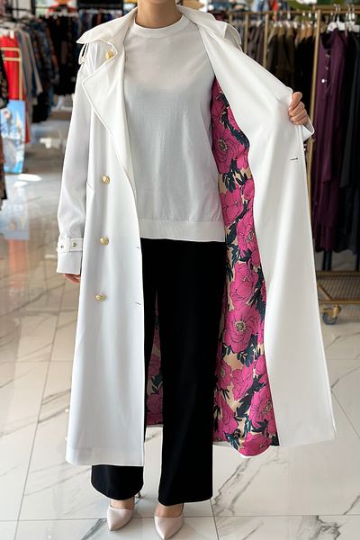 Missemramiss Rose Trench Coat 4721 Ecru Color