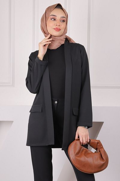 İmajButik Μπουφάν κρεπ με μαύρο σάλι