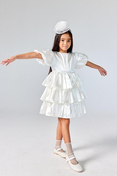 Le Mabelle Gabriela - Girl's Ecru Satin Skirt Dress