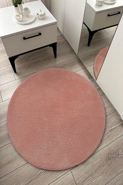 KEVLİNE Kevline Home Kaymaz Taban Dekoratif Modern Oval Yuvarlak Peluş Halı Y...