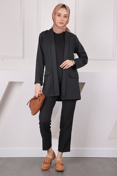 İmajButik Μπουφάν κρεπ με μαύρο σάλι