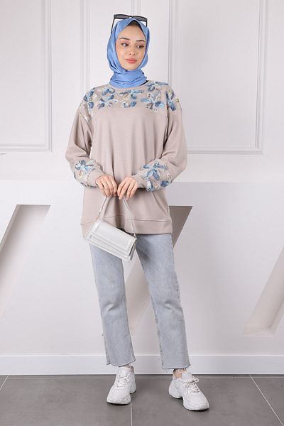 İmajButik Μοντάλ ιδρώτας με γαρνιρισμένο λουλούδι από βιζόν