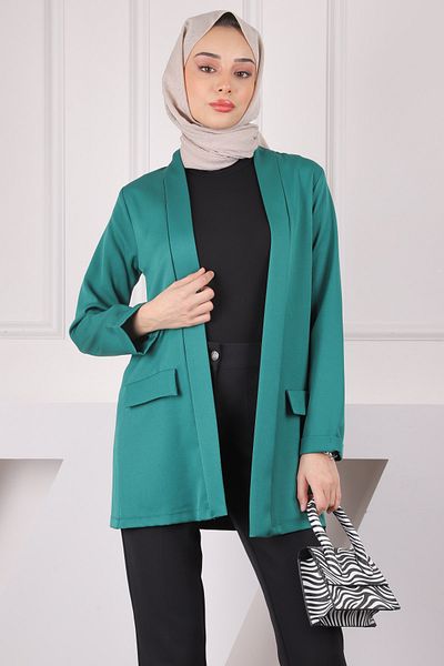 İmajButik Σμαραγδένιο Πράσινο Σάλι Πέτο Κρεπ Μπουφάν