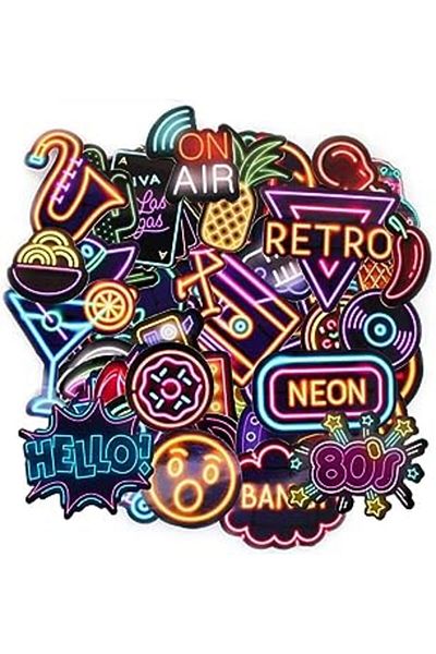 Hepta Collection Tugibu Neon Sticker Set, Laptop Sticker Set, Helmet Sticker Set, Laptop Decal, Agenda Sticke