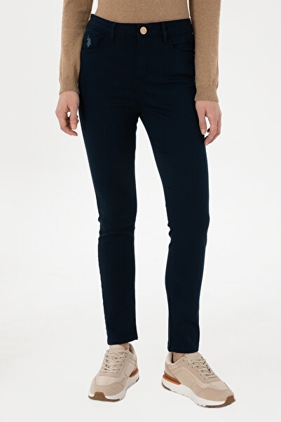 U.S. Polo Assn. Women's Navy Blue Toothpick Fit Canvas Trousers 50298498-Vr033
