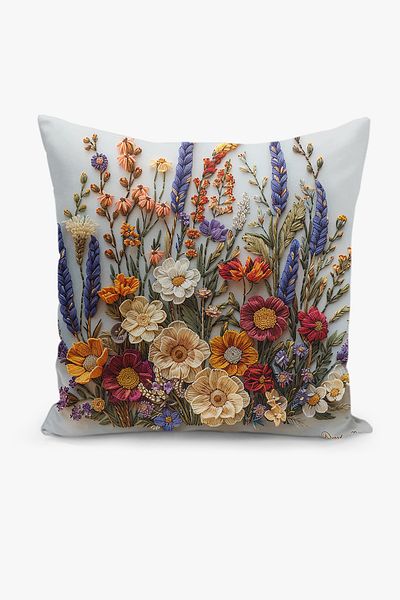 Filamente Model de flori de primăvară pe două fețe - Husă de pernă cu imprimare digitală cu aspect de broderie