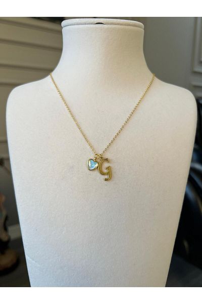 Store G Letter Necklace - with Heart Charm and Chain