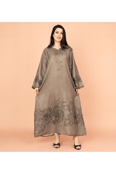IKKXA Embellished Floral Touch Solid Jalabiya