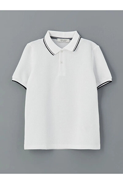 LC Waikiki Tricou pentru băiat cu textura cu gât polo alb LCW Vision