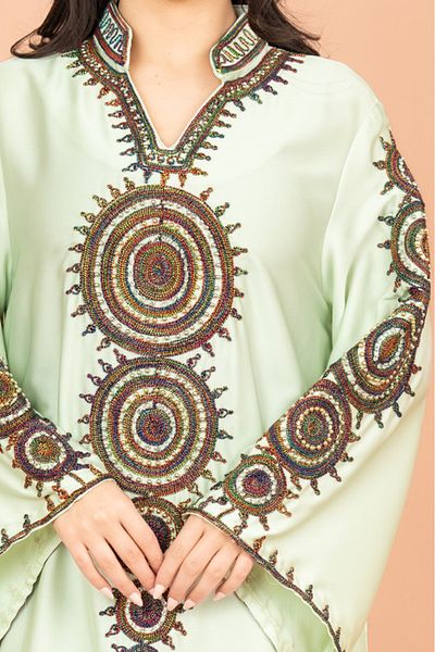 IKKXA Solid Embroidered Jalabiya