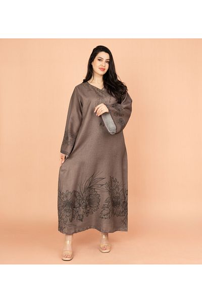 IKKXA Embellished Floral Touch Solid Jalabiya