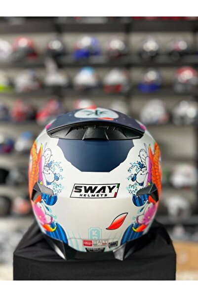 Sway Sw 820 Dakar 5 Full Face Balık Desenli Motosiklet Kask