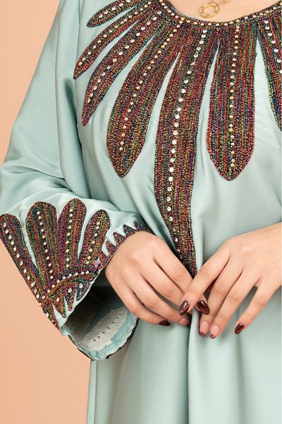 IKKXA Solid Embroidered Jalabiya
